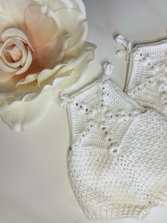 White Cotton Romper (0-6 months)